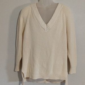 EXPRESS long sleeve white V neck sweater
